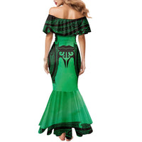 Personalised Moko Kauae New Zealand Mermaid Dress Maori Chin Tattoo Green LT14 - Polynesian Pride