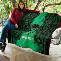 Personalised Moko Kauae New Zealand Quilt Maori Chin Tattoo Green LT14 - Polynesian Pride
