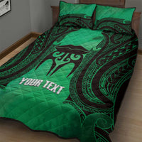 Personalised Moko Kauae New Zealand Quilt Bed Set Maori Chin Tattoo Green LT14 - Polynesian Pride