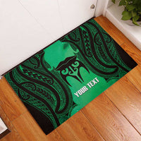 Personalised Moko Kauae New Zealand Rubber Doormat Maori Chin Tattoo Green LT14 - Polynesian Pride