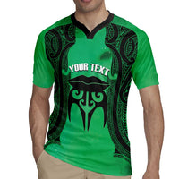 Personalised Moko Kauae New Zealand Rugby Jersey Maori Chin Tattoo Green LT14 - Polynesian Pride