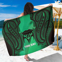 Personalised Moko Kauae New Zealand Sarong Maori Chin Tattoo Green LT14 One Size 44 x 66 inches Green - Polynesian Pride