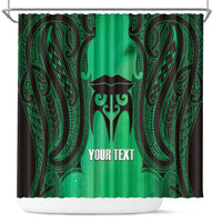 Personalised Moko Kauae New Zealand Shower Curtain Maori Chin Tattoo Green LT14 Green - Polynesian Pride