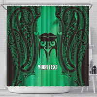 Personalised Moko Kauae New Zealand Shower Curtain Maori Chin Tattoo Green LT14 - Polynesian Pride