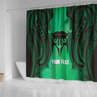 Personalised Moko Kauae New Zealand Shower Curtain Maori Chin Tattoo Green LT14 - Polynesian Pride