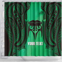 Personalised Moko Kauae New Zealand Shower Curtain Maori Chin Tattoo Green LT14 - Polynesian Pride