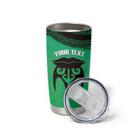 Personalised Moko Kauae New Zealand Tumbler Cup Maori Chin Tattoo Green LT14 - Polynesian Pride
