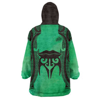 Personalised Moko Kauae New Zealand Wearable Blanket Hoodie Maori Chin Tattoo Green LT14 - Polynesian Pride