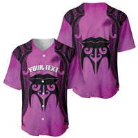 Personalised Moko Kauae New Zealand Baseball Jersey Maori Chin Tattoo Pink LT14 - Polynesian Pride