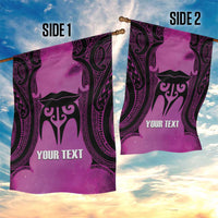 Personalised Moko Kauae New Zealand Garden Flag Maori Chin Tattoo Pink LT14 - Polynesian Pride