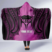 Personalised Moko Kauae New Zealand Hooded Blanket Maori Chin Tattoo Pink LT14 One Size Pink - Polynesian Pride