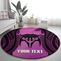 Personalised Moko Kauae New Zealand Round Carpet Maori Chin Tattoo Pink LT14 - Polynesian Pride