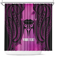 Personalised Moko Kauae New Zealand Shower Curtain Maori Chin Tattoo Pink LT14 Pink - Polynesian Pride