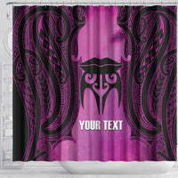 Personalised Moko Kauae New Zealand Shower Curtain Maori Chin Tattoo Pink LT14 - Polynesian Pride