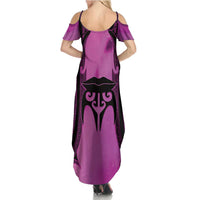 Personalised Moko Kauae New Zealand Summer Maxi Dress Maori Chin Tattoo Pink LT14 - Polynesian Pride