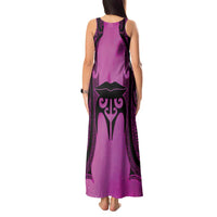 Personalised Moko Kauae New Zealand Tank Maxi Dress Maori Chin Tattoo Pink LT14 - Polynesian Pride