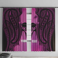 Personalised Moko Kauae New Zealand Window Curtain Maori Chin Tattoo Pink LT14 With Hooks Pink - Polynesian Pride