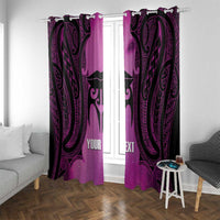 Personalised Moko Kauae New Zealand Window Curtain Maori Chin Tattoo Pink LT14 With Grommets Pink - Polynesian Pride