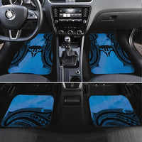 Personalised Moko Kauae New Zealand Car Mats Maori Chin Tattoo Blue LT14 Set 4pcs Blue - Polynesian Pride