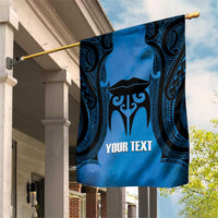 Personalised Moko Kauae New Zealand Garden Flag Maori Chin Tattoo Blue LT14 House Flag Blue - Polynesian Pride