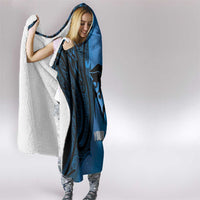 Personalised Moko Kauae New Zealand Hooded Blanket Maori Chin Tattoo Blue LT14 - Polynesian Pride
