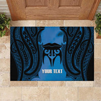 Personalised Moko Kauae New Zealand Rubber Doormat Maori Chin Tattoo Blue LT14 Blue - Polynesian Pride