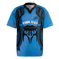 Personalised Moko Kauae New Zealand Rugby Jersey Maori Chin Tattoo Blue LT14 Blue - Polynesian Pride