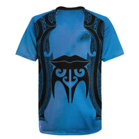 Personalised Moko Kauae New Zealand Rugby Jersey Maori Chin Tattoo Blue LT14 - Polynesian Pride