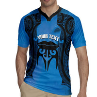 Personalised Moko Kauae New Zealand Rugby Jersey Maori Chin Tattoo Blue LT14 - Polynesian Pride