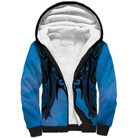Personalised Moko Kauae New Zealand Sherpa Hoodie Maori Chin Tattoo Blue LT14 Unisex Blue - Polynesian Pride