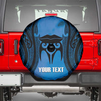 Personalised Moko Kauae New Zealand Spare Tire Cover Maori Chin Tattoo Blue LT14 - Polynesian Pride