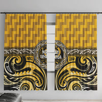 Aotearoa Ngati Whatua Window Curtain Maori Iwi Poutama Puhoro Tattoo LT14 With Hooks Yellow - Polynesian Pride