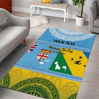 Personalised Malampa Fiji Day Area Rug 10 October Fijian Tapa Flag Style LT14 - Polynesian Pride
