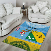 Personalised Malampa Fiji Day Area Rug 10 October Fijian Tapa Flag Style LT14 - Polynesian Pride