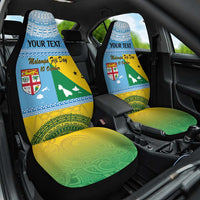 Personalised Malampa Fiji Day Car Seat Cover 10 October Fijian Tapa Flag Style LT14 One Size Blue - Polynesian Pride