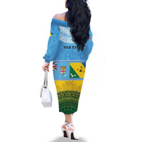 Personalised Malampa Fiji Day Family Matching Off The Shoulder Long Sleeve Dress and Hawaiian Shirt 10 October Fijian Tapa Flag Style LT14 - Polynesian Pride