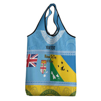 Personalised Malampa Fiji Day Grocery Bag 10 October Fijian Tapa Flag Style LT14 - Polynesian Pride