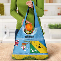 Personalised Malampa Fiji Day Grocery Bag 10 October Fijian Tapa Flag Style LT14 - Polynesian Pride