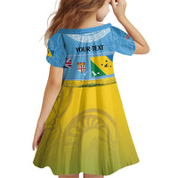 Personalised Malampa Fiji Day Kid Short Sleeve Dress 10 October Fijian Tapa Flag Style LT14 - Polynesian Pride