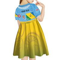 Personalised Malampa Fiji Day Kid Short Sleeve Dress 10 October Fijian Tapa Flag Style LT14 - Polynesian Pride