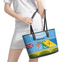 Personalised Malampa Fiji Day Leather Tote Bag 10 October Fijian Tapa Flag Style LT14 - Polynesian Pride