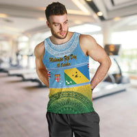 Personalised Malampa Fiji Day Men Tank Top 10 October Fijian Tapa Flag Style LT14 Blue - Polynesian Pride