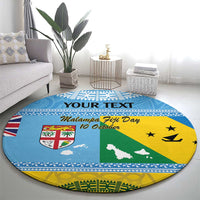 Personalised Malampa Fiji Day Round Carpet 10 October Fijian Tapa Flag Style LT14 - Polynesian Pride