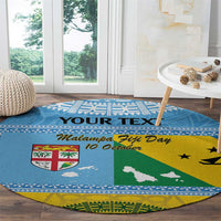Personalised Malampa Fiji Day Round Carpet 10 October Fijian Tapa Flag Style LT14 - Polynesian Pride