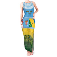 Personalised Malampa Fiji Day Tank Maxi Dress 10 October Fijian Tapa Flag Style LT14 Women Blue - Polynesian Pride