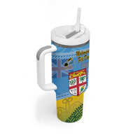 Malampa Fiji Day Tumbler With Handle 10 October Fijian Tapa Flag Style LT14 - Polynesian Pride