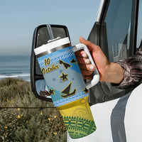 Malampa Fiji Day Tumbler With Handle 10 October Fijian Tapa Flag Style LT14 - Polynesian Pride
