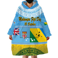 Personalised Malampa Fiji Day Wearable Blanket Hoodie 10 October Fijian Tapa Flag Style LT14 - Polynesian Pride