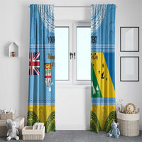 Personalised Malampa Fiji Day Window Curtain 10 October Fijian Tapa Flag Style LT14 - Polynesian Pride