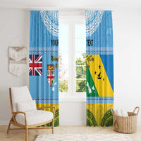 Personalised Malampa Fiji Day Window Curtain 10 October Fijian Tapa Flag Style LT14 - Polynesian Pride